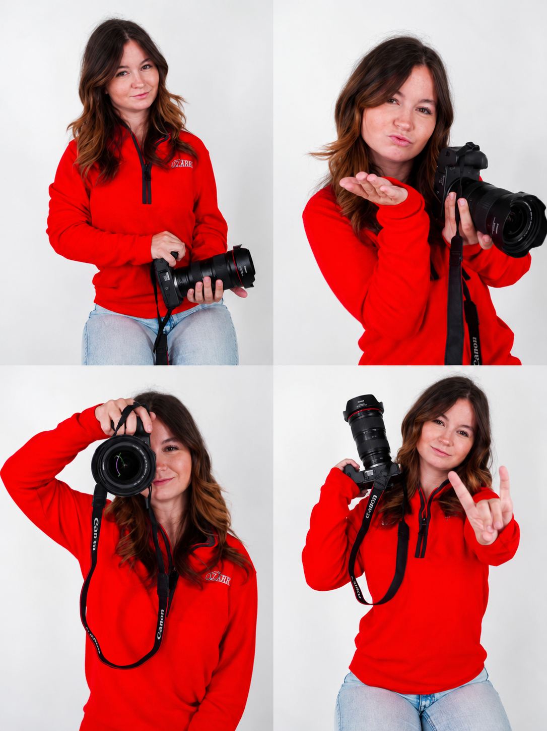 Studio photographs of Emily with her camera